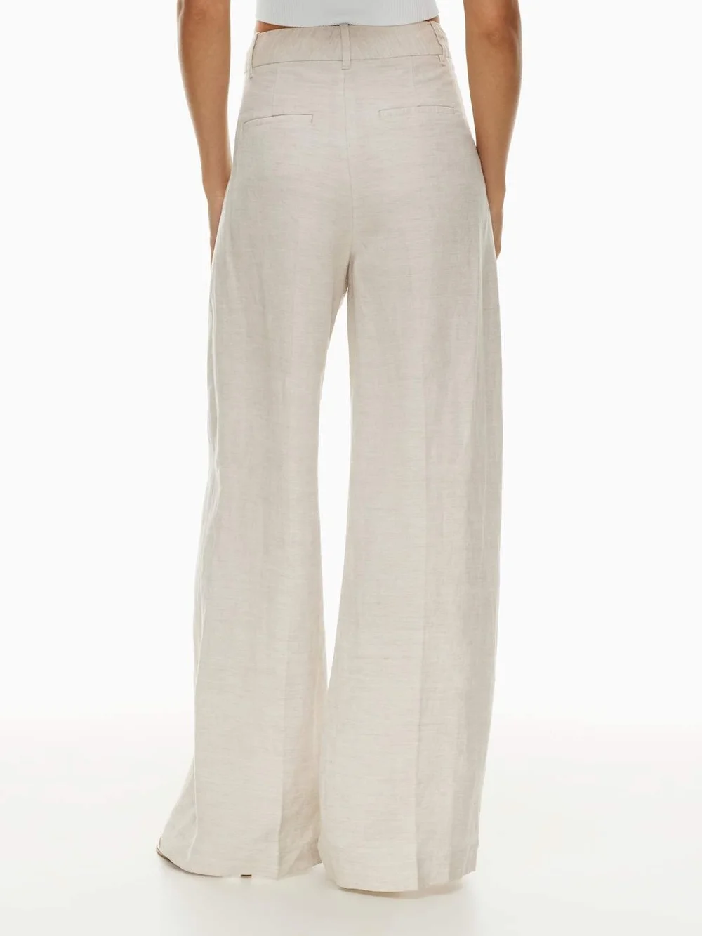 Aritzia Wide-Leg High-Rise Linen-Blend Pants in Light Oat Size 4